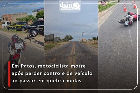 Em Patos, motociclista morre após perder controle de veículo ao passar em quebra-molas