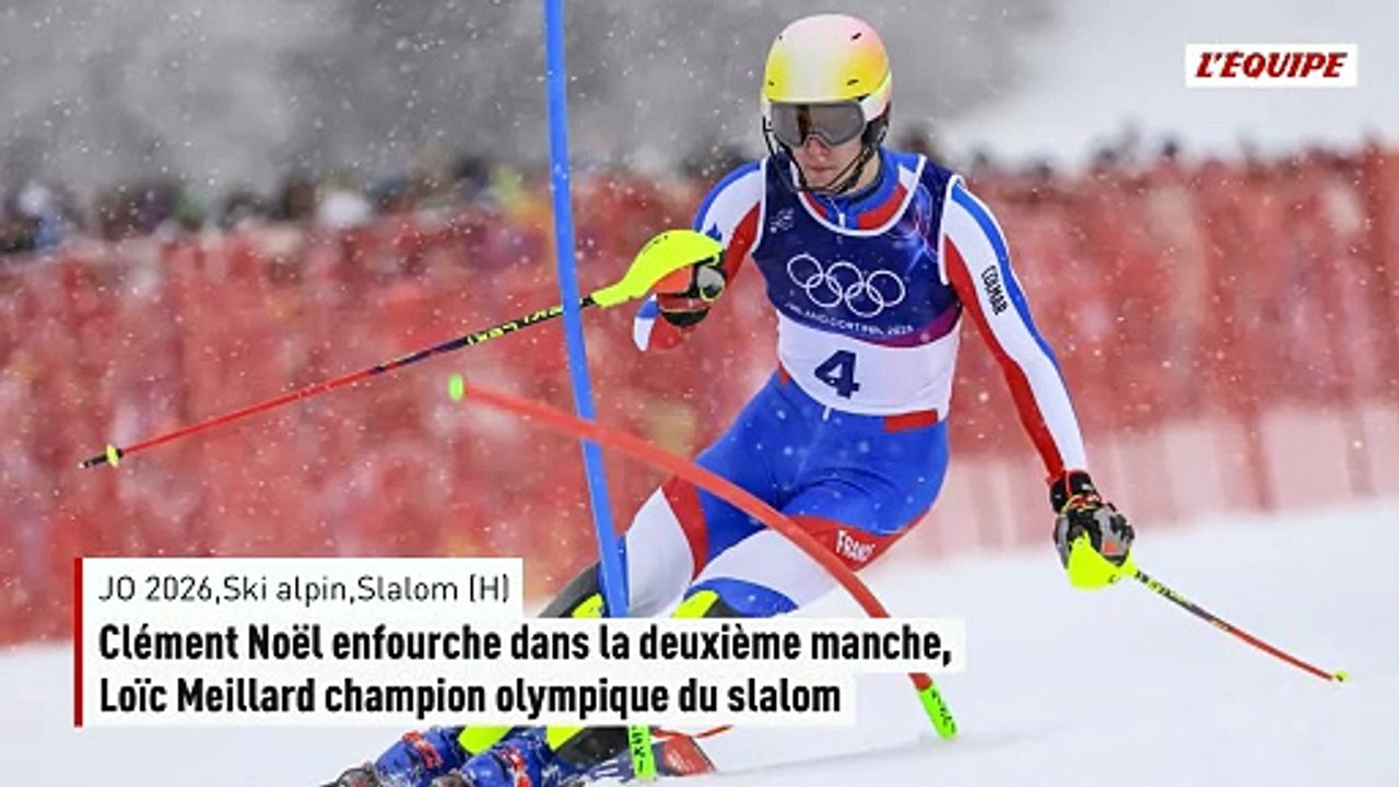 Clément Noël enfourche dans la deuxième manche, Loïc Meillard champion olympique du slalom - Jeux Olympiques - Ski alpin (H)