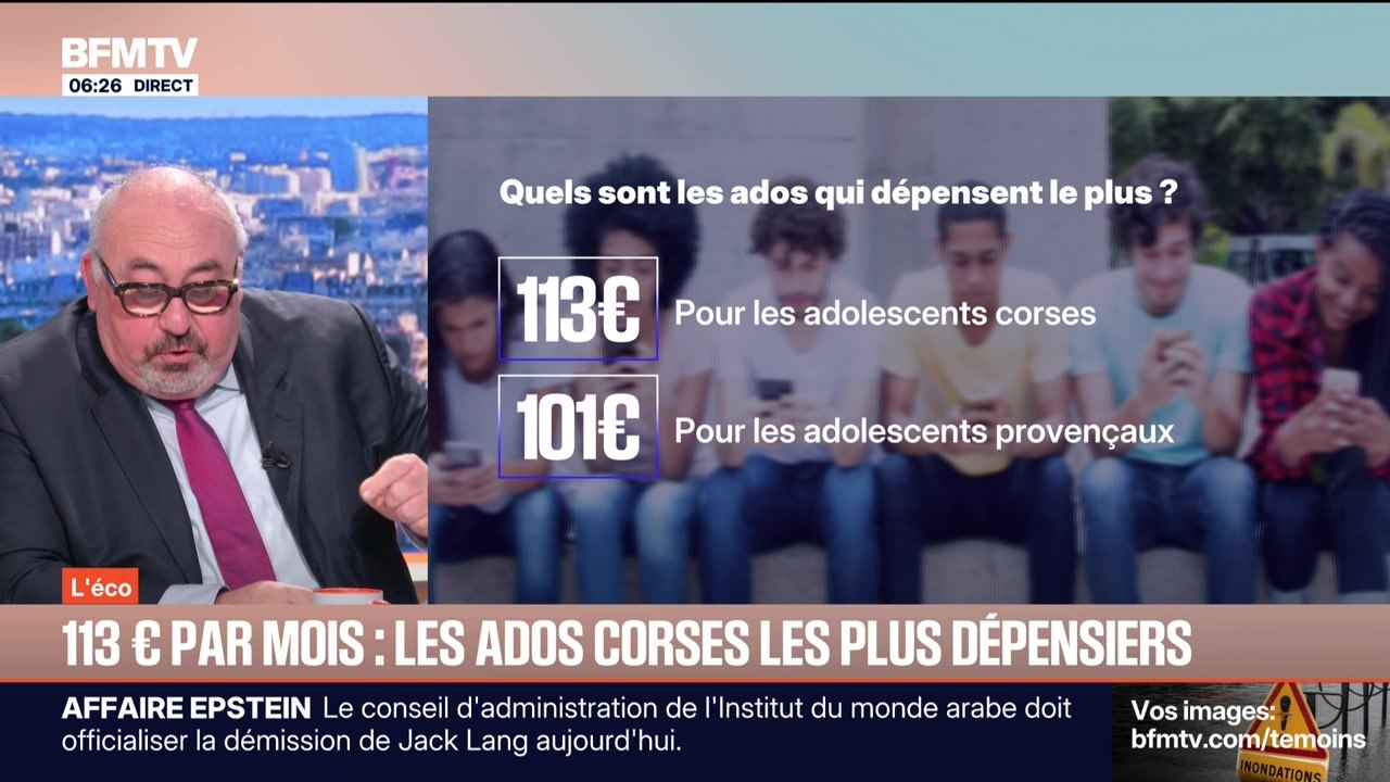 BFM éco : 113 euros par mois, les ados corses les plus dépensiers - 17/02