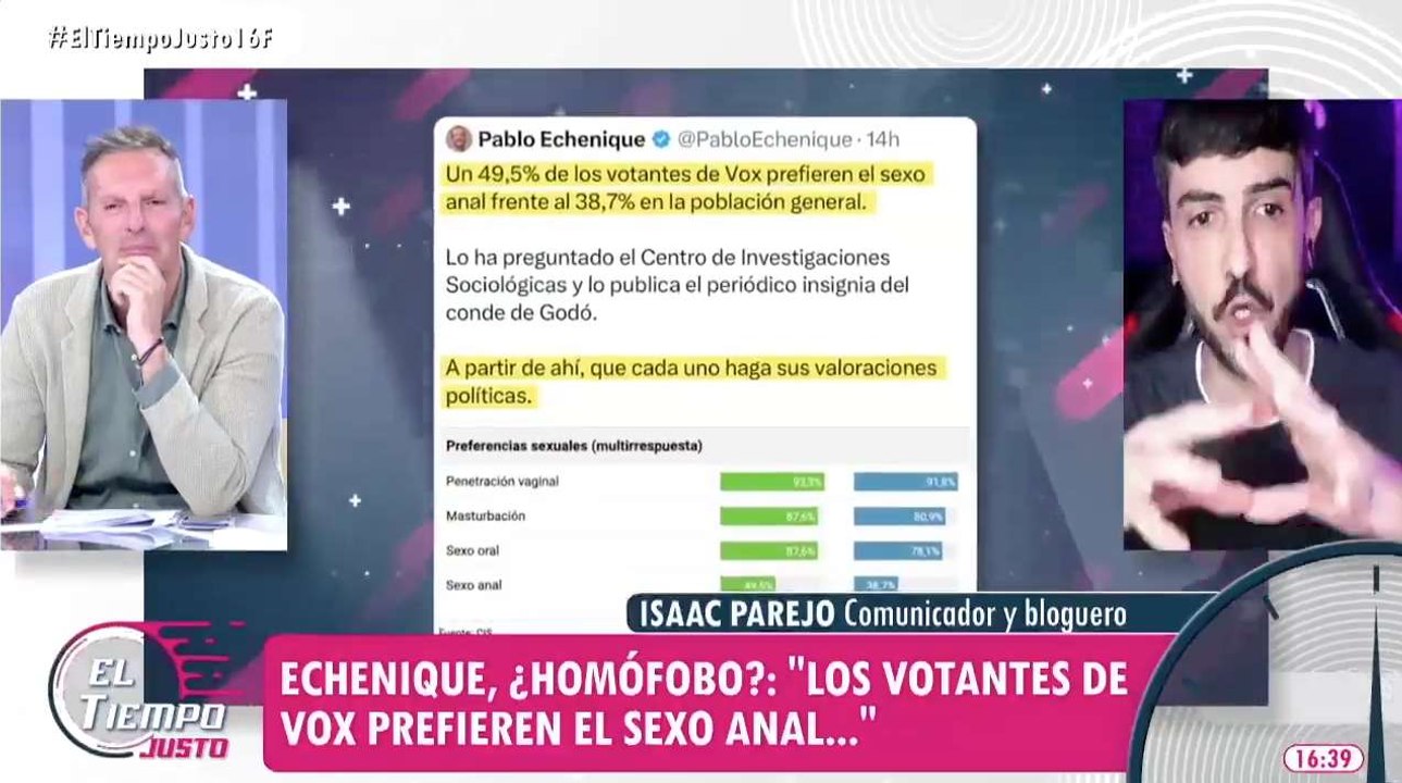 Isaac Parejo, 'Infovlogger', se cachondea de Echenique relacionando el sexo anal con el resultado de Podemos en Aragón