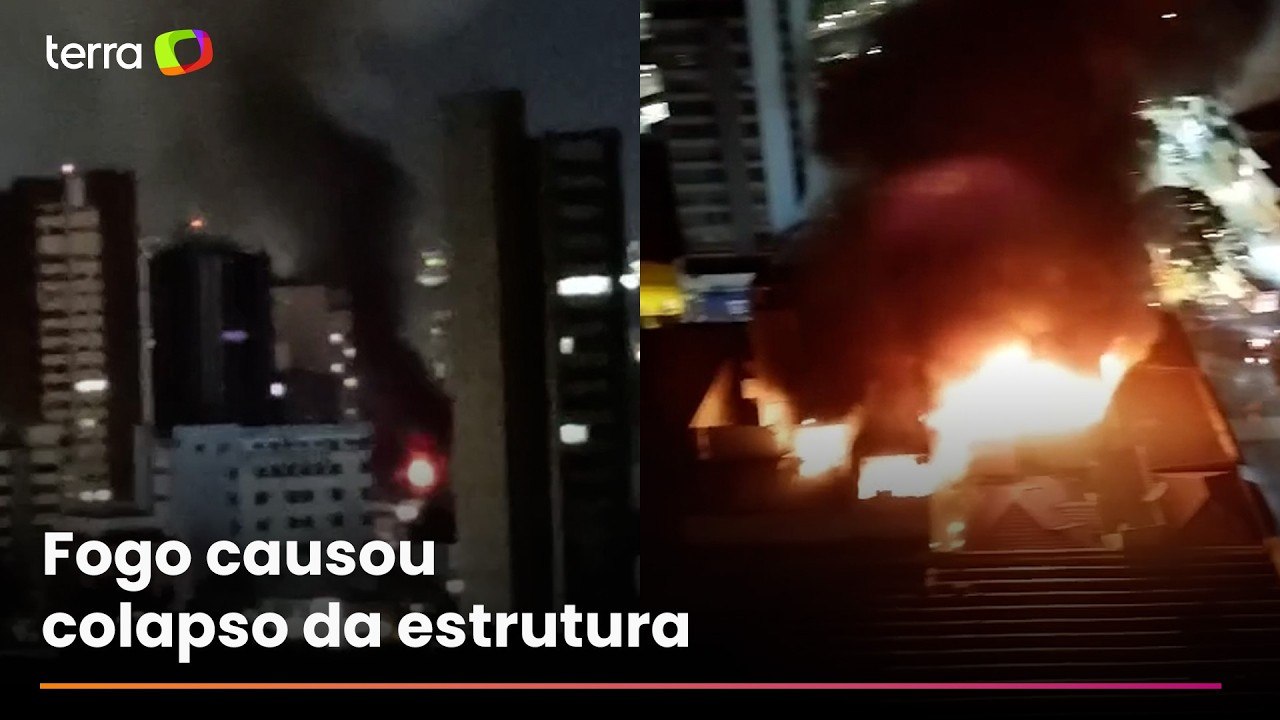 Incêndio de grandes proporções faz teto de loja desabar na grande São Paulo