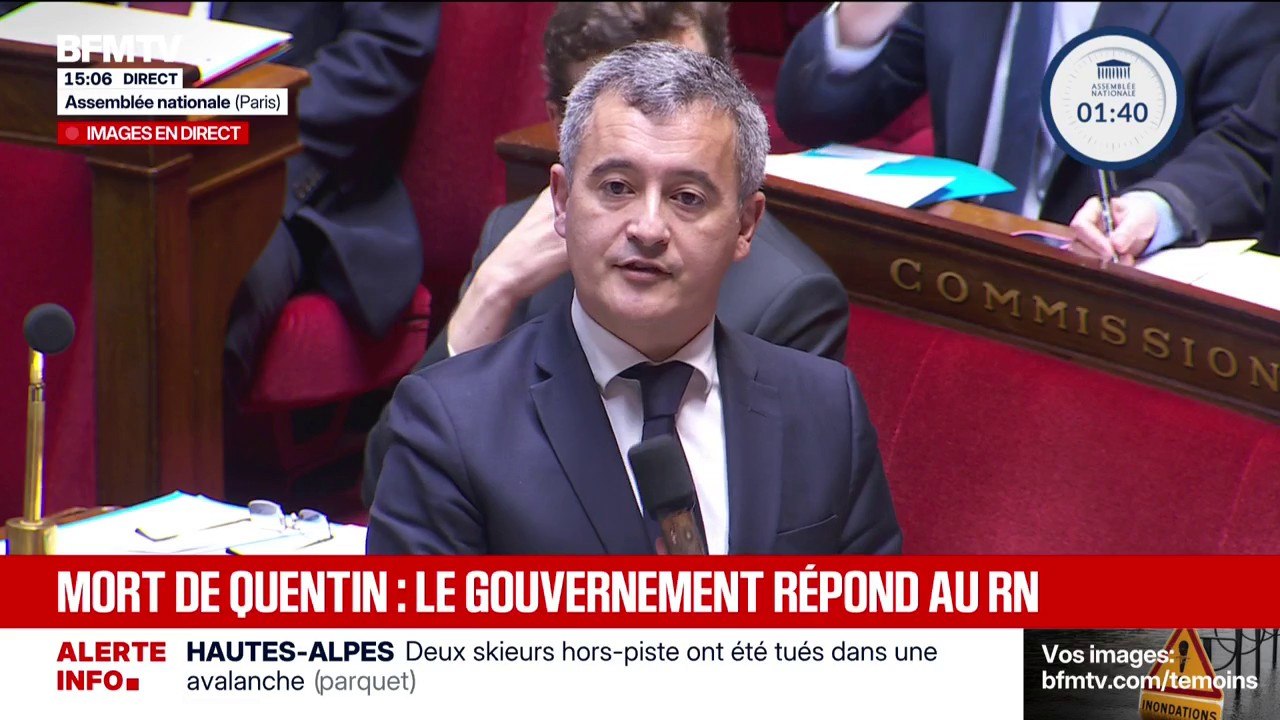 Mort de Quentin: "Il y a de la brutalisation lorsqu'on investit aux élections législatives le dirigeant de la Jeune Garde déjà condamné pour violences physiques", estime Gérald Darmanin