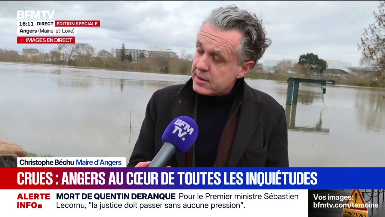 Crues historiques dans la ville d'Angers: "On n'a pas atteint un tel niveau depuis l'an 2000", explique Christophe Béchu, le maire d'Angers