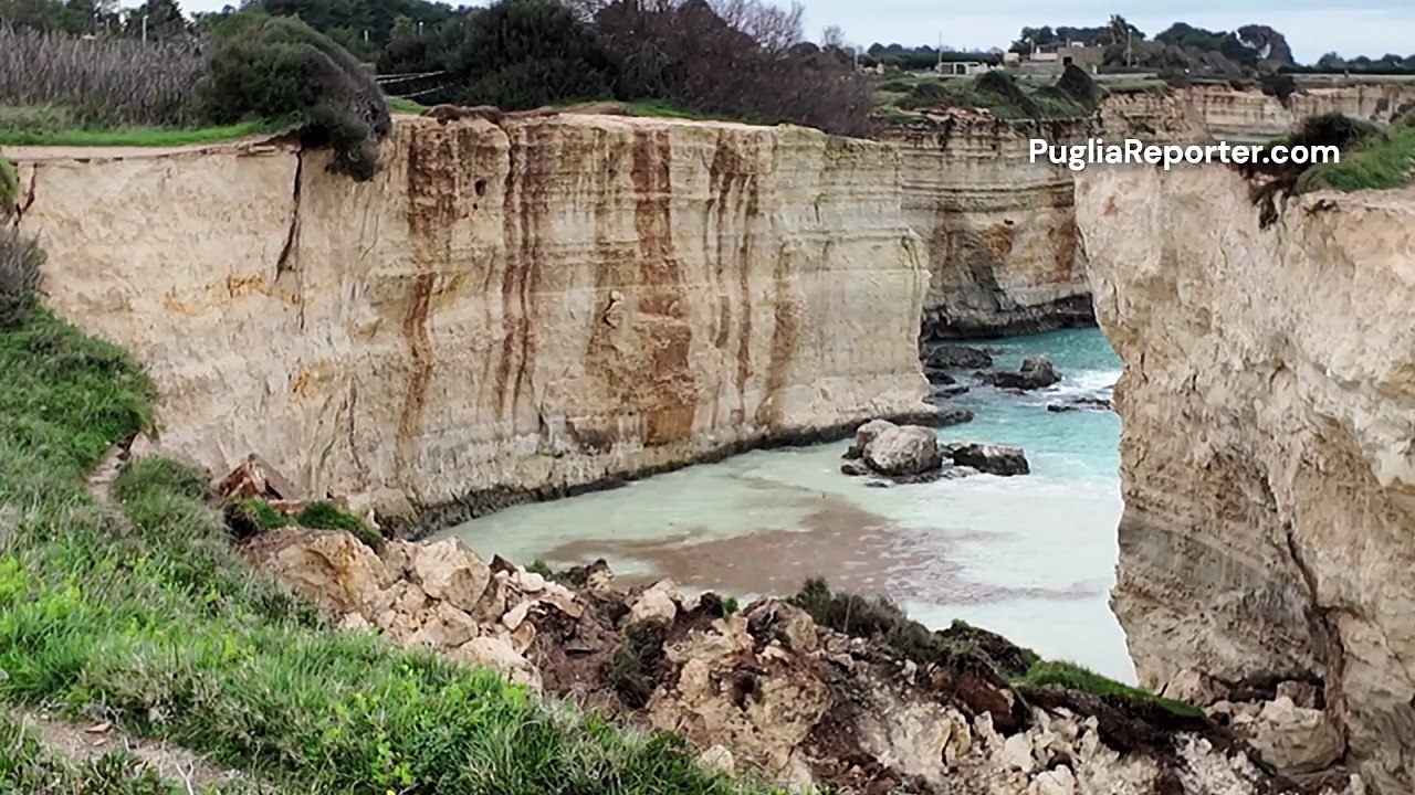 Melendugno: le immagini del crollo di "lu pepe", l'arco degli innamorati
