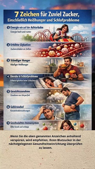 7 Anzeichen dafür, dass Ihr Körper zu viel Zucker hat, darunter schneller Hunger und Schlafstörungen
