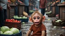 Poor Baby Monkey Piku Too Much Raining
