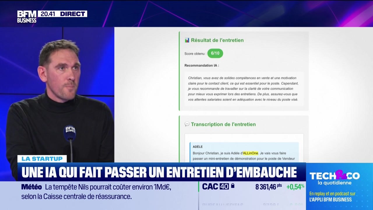 Jérémy Duris (ALLinOne) : Adèle, l’IA qui présélectionne les candidats avant un entretien d'embauche - 17/02