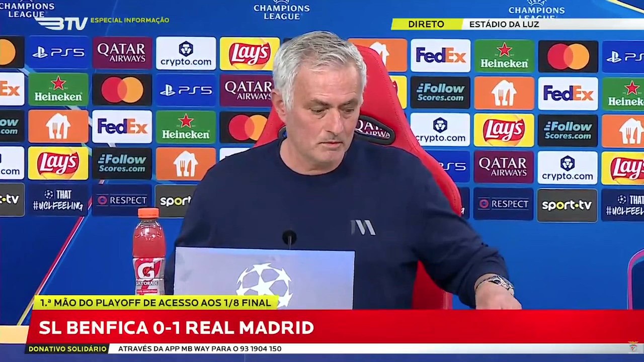 Mourinho, rueda de prensa completa tras el Benfica 0 - Real Madrid 1