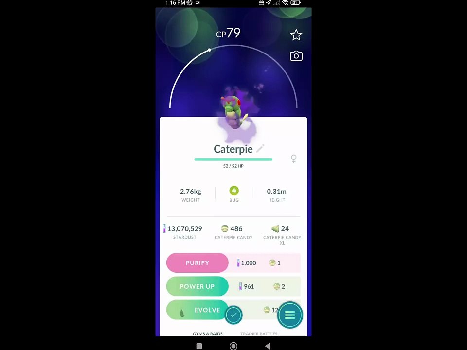 Pokémon GO-Purifying Shadow Caterpie