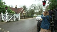 Media wait outside Royal Lodge after Andrew's arrest