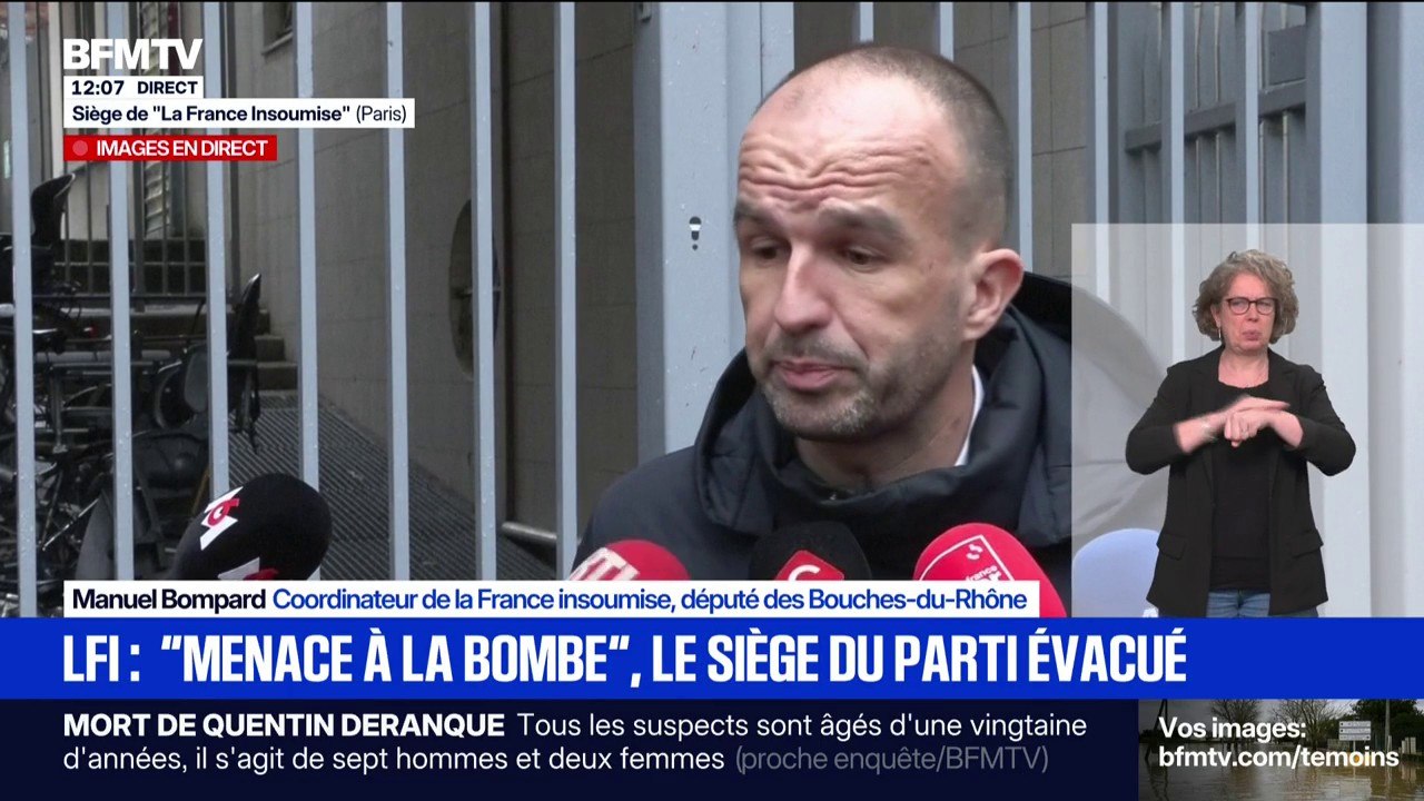 Alerte à la bombe au siège de LFI: "évidemment que l'on se sent menacé" avoue Manuel Bompard