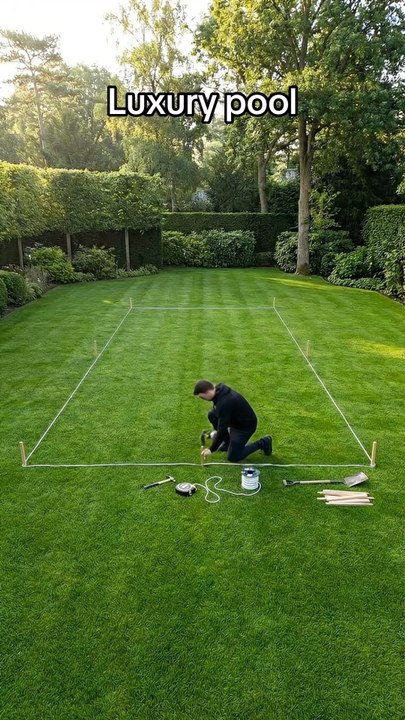 He built a luxury pool in his perfect lawn
