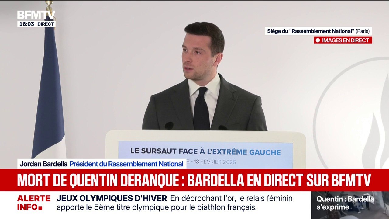 Mort de Quentin à Lyon: "Notre démocratie est à un point de bascule", estime Jordan Bardella