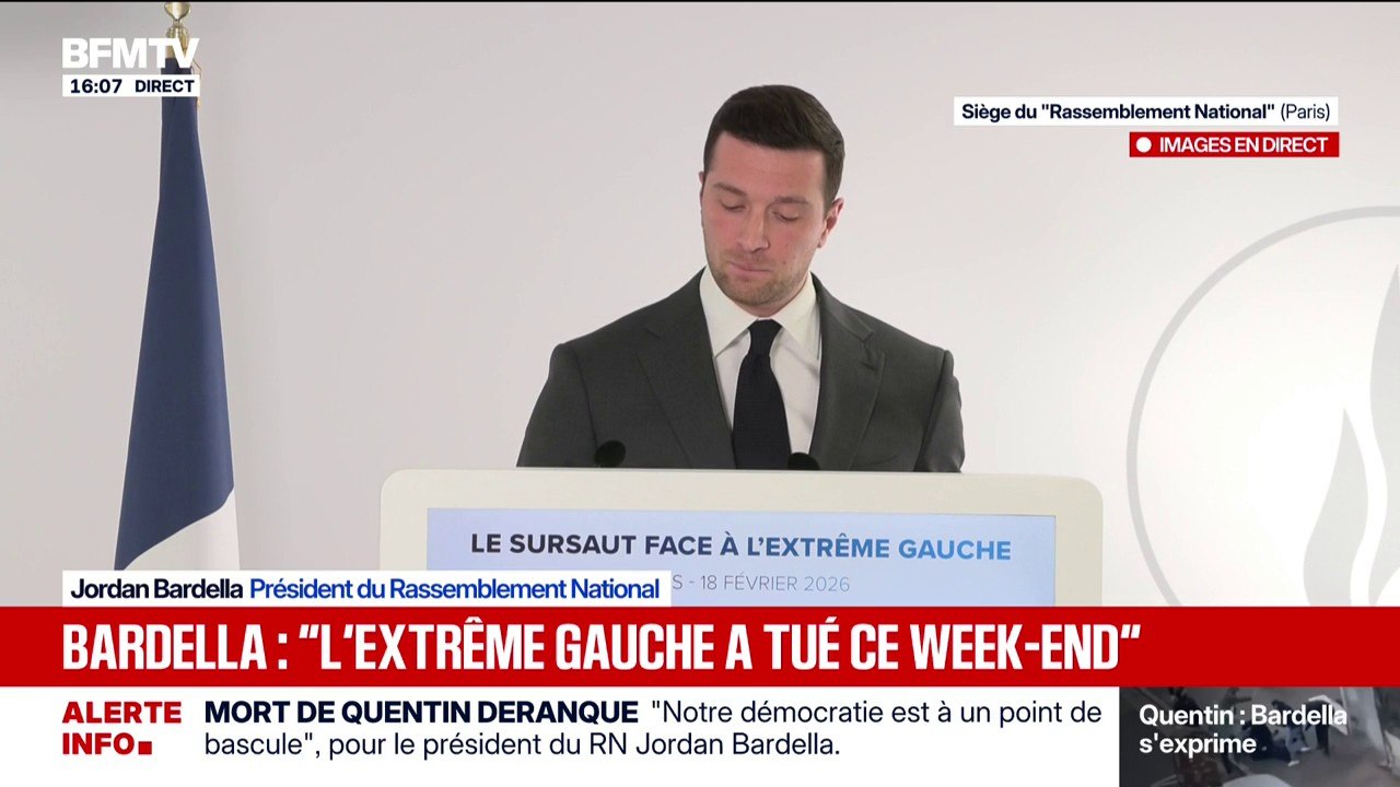 Mort de Quentin à Lyon: "les organisations d'extrême gauche ont pour point commun de théoriser l'utilisation de la violence", déclare Jordan Bardella