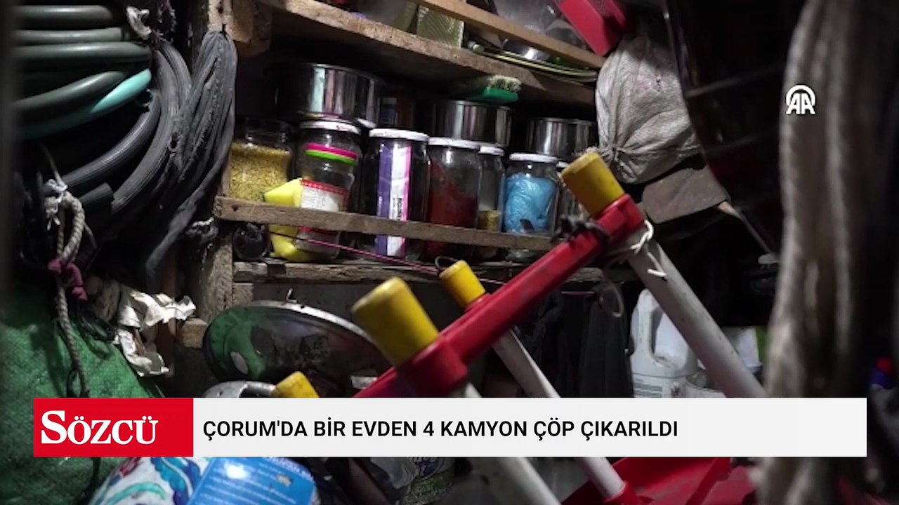 Çorum'da bir evden 4 kamyon çöp çıkarıldı