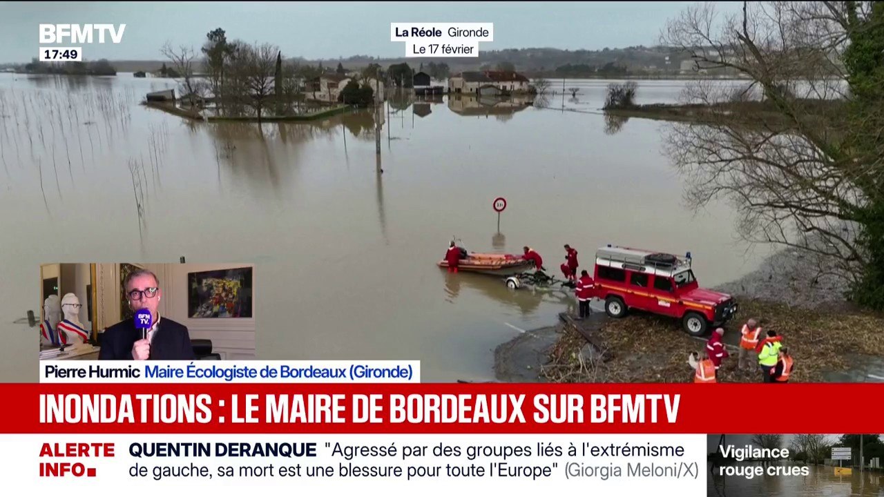 Intempéries: le maire de Bordeaux Pierre Hurmic, détaille les mesures mises en place face aux inondations
