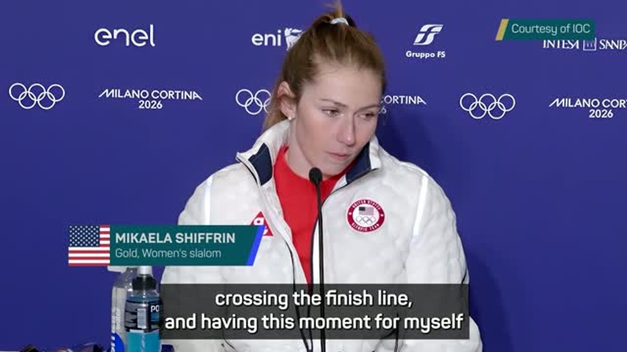 Shiffrin fights back tears after winning long-awaited Winter Olympic gold