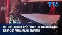 Motorista morre após ônibus colidir com árvore na BR-262 em Marechal Floriano