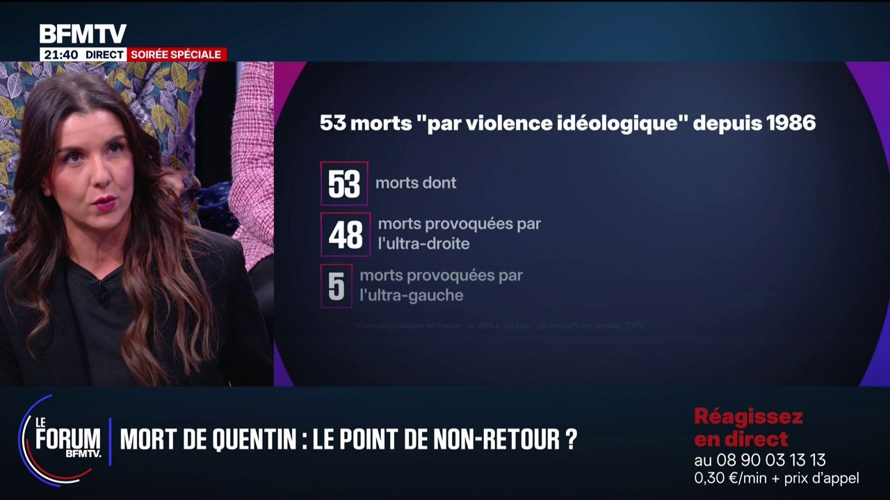 FORUM BFM - Depuis 1986, 53 personnes sont mortes par "violence idéologique", 48 morts par l'ultra-droite et cinq par l'ultra-gauche