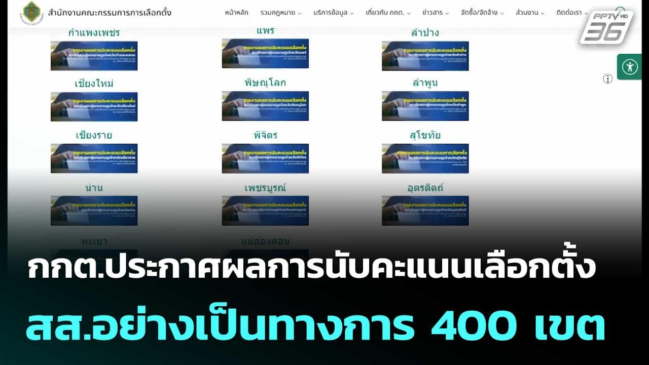 กกต.ประกาศผลการนับคะแนนเลือกตั้ง สส.อย่างเป็นทา...