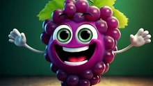 Happy Grapes Dance Party 🍇💜 | Cute 3D Fruit Animation for Kids