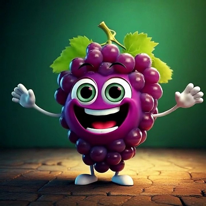 Happy Grapes Dance Party 🍇💜 | Cute 3D Fruit Animation for Kids
