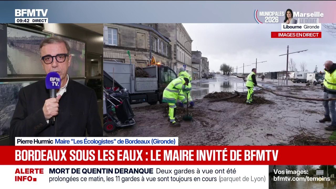 Crues: "Nous sommes rassurés, le pic est moindre que ce qui nous avait été annoncé", déclare Pierre Hurmic, maire "Les Écologistes" de Bordeaux