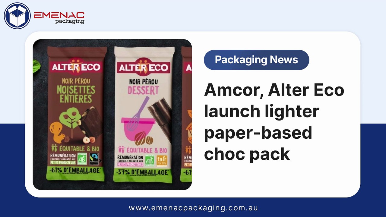 Amcor, Alter Eco launch lighter paper-based choc pack
