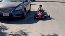 Little boy takes dramatic Mario Kart spin after brother throws banana peel