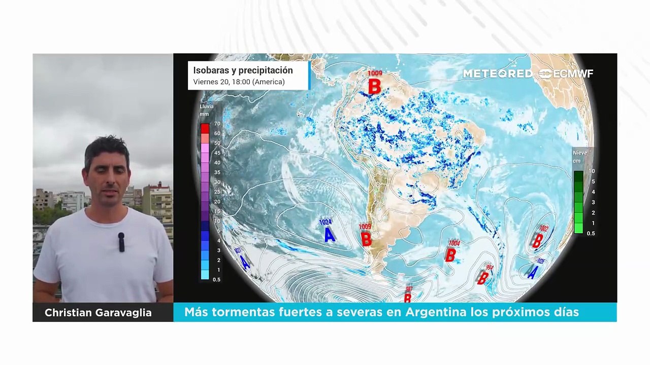 Más tormentas fuertes a severas en Argentina los próximos días