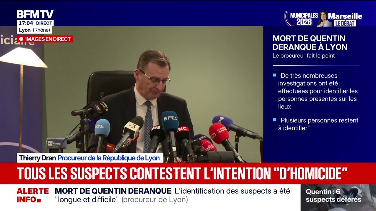 Mort de Quentin Deranque à Lyon: le procureur annonce l'ouverture "d'une information judiciaire criminelle" et requiert "la mise en examen du chef d'homicide volontaire pour les sept personnes présentées"