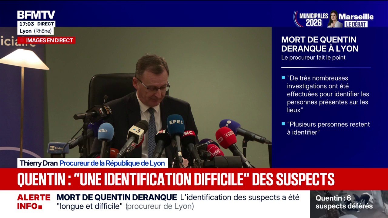 Mort de Quentin Deranque: "Ils contestaient tous une intention d'homicide", déclare Thierry Dran, procureur de la République de Lyon