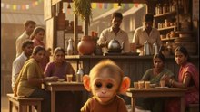Poor Baby Monkey Open Tea Stall