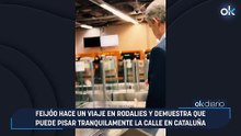 Feijóo hace un viaje en Rodalies y demuestra que puede pisar tranquilamente la calle en Cataluña