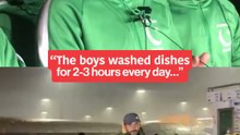 Pak hockey team washing dishes