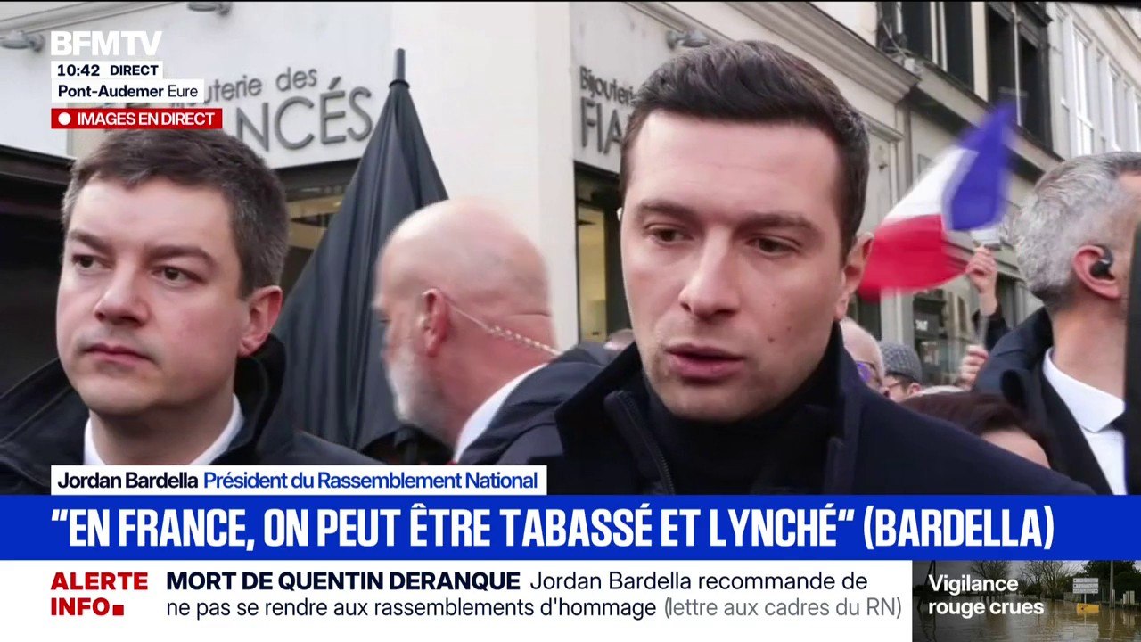 Mort de Quentin Deranque: "L'extrême gauche a tué", déplore Jordan Bardella