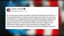 Trump rompe el secreto de Estado y publicará archivos que admiten la existencia de OVNIS