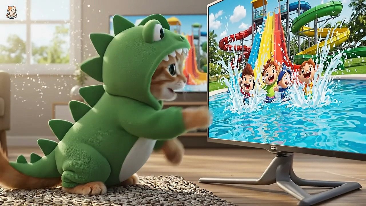 Cat Story- Cute Kitten's First Time at Water Park with Mama Cat  - Mama Cat and  Kitten - Funny Cat Videos