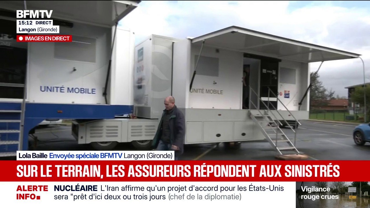Crues: des unités mobiles à Langon (Gironde) pour renseigner les sinistrés sur leur assurance