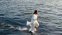 Jesus running on water