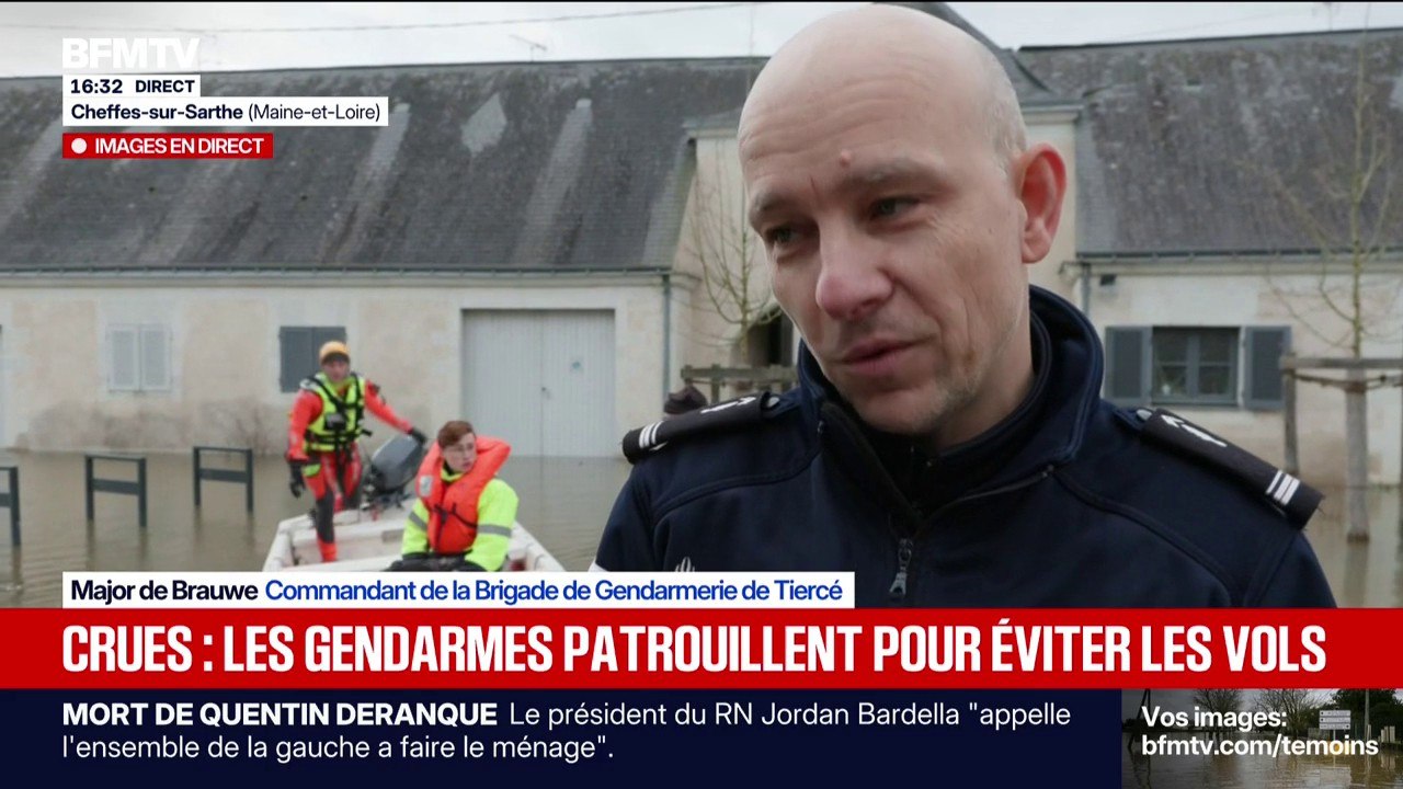 Crues: des surveillances mises en place pour "dissuader tout acte malveillant" à Cheffes-sur-Sarthe (Maine-et-Loire)