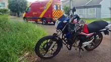 Motociclista fratura a perna em acidente de trânsito no Pioneiros Catarinenses