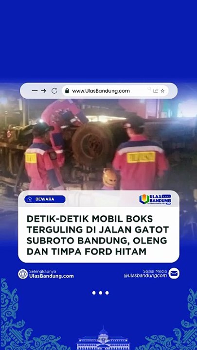 Mobil Boks Tersangkut Pohon di Gatsu Bandung, Oleng Timpa Ford, 1 Penumpang Luka Ringan