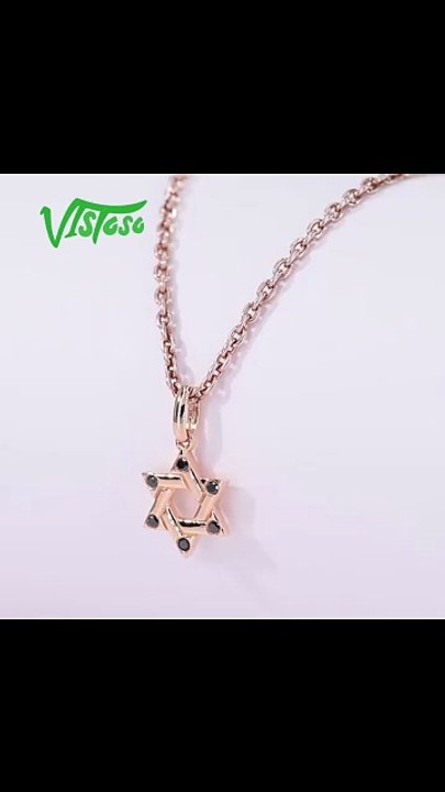 VISTOSO 14K 585 Rose & White Gold Diamond Star Pendant | Luxury Fine Jewelry for Women (33% OFF)