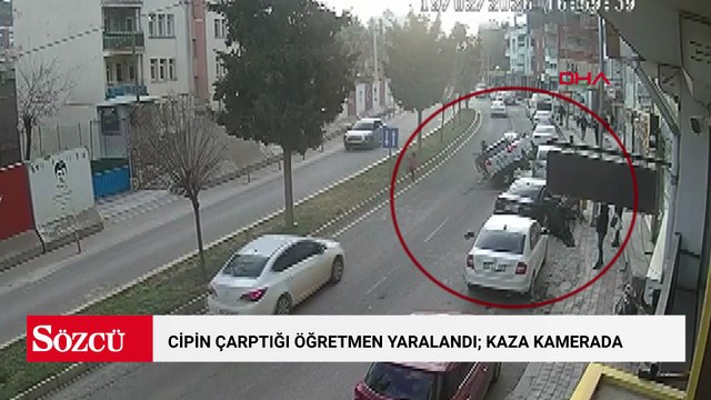 Mardin'de cipin çarptığı öğretmen yaralandı; kaza kamerada