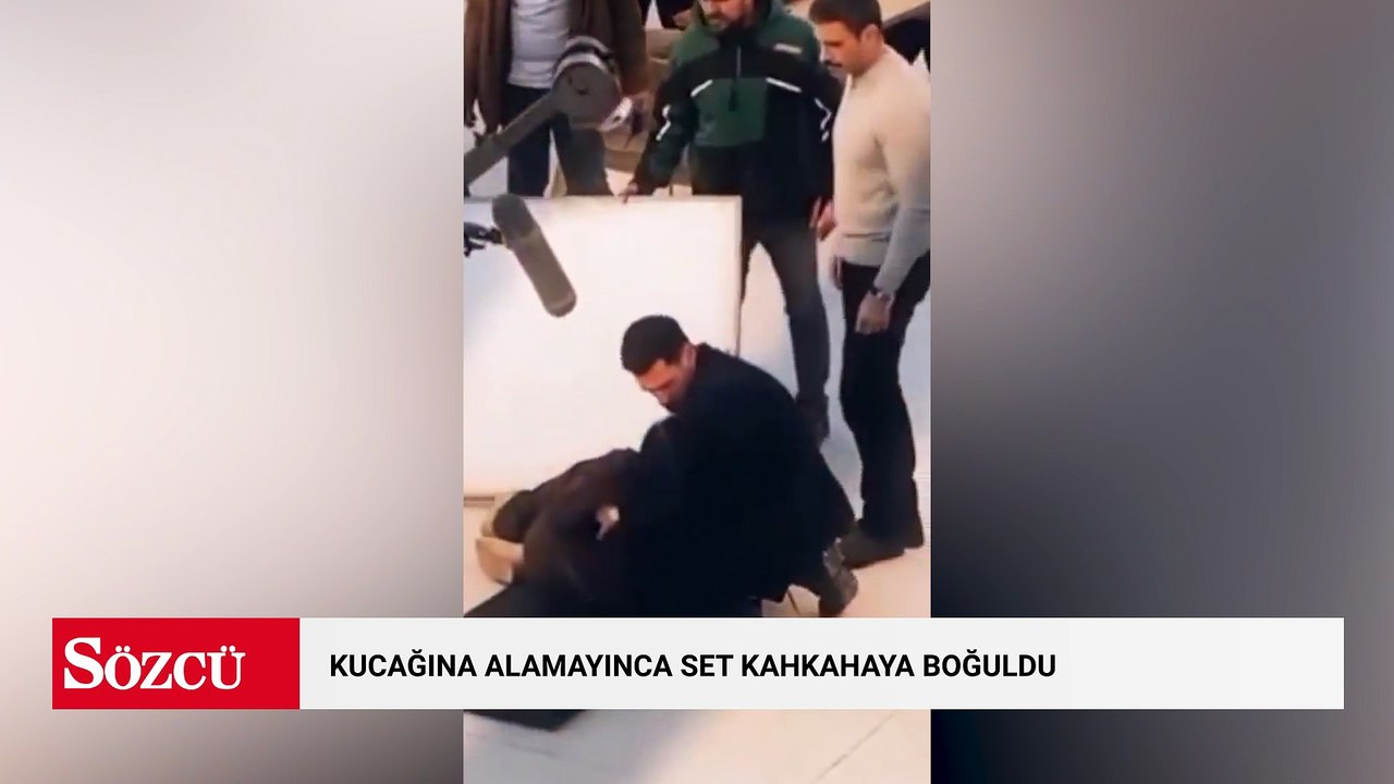 Çekim sırasında Murat Yıldırım, Cemre Baysel'i kucağına alamayınca kahkaha koptu