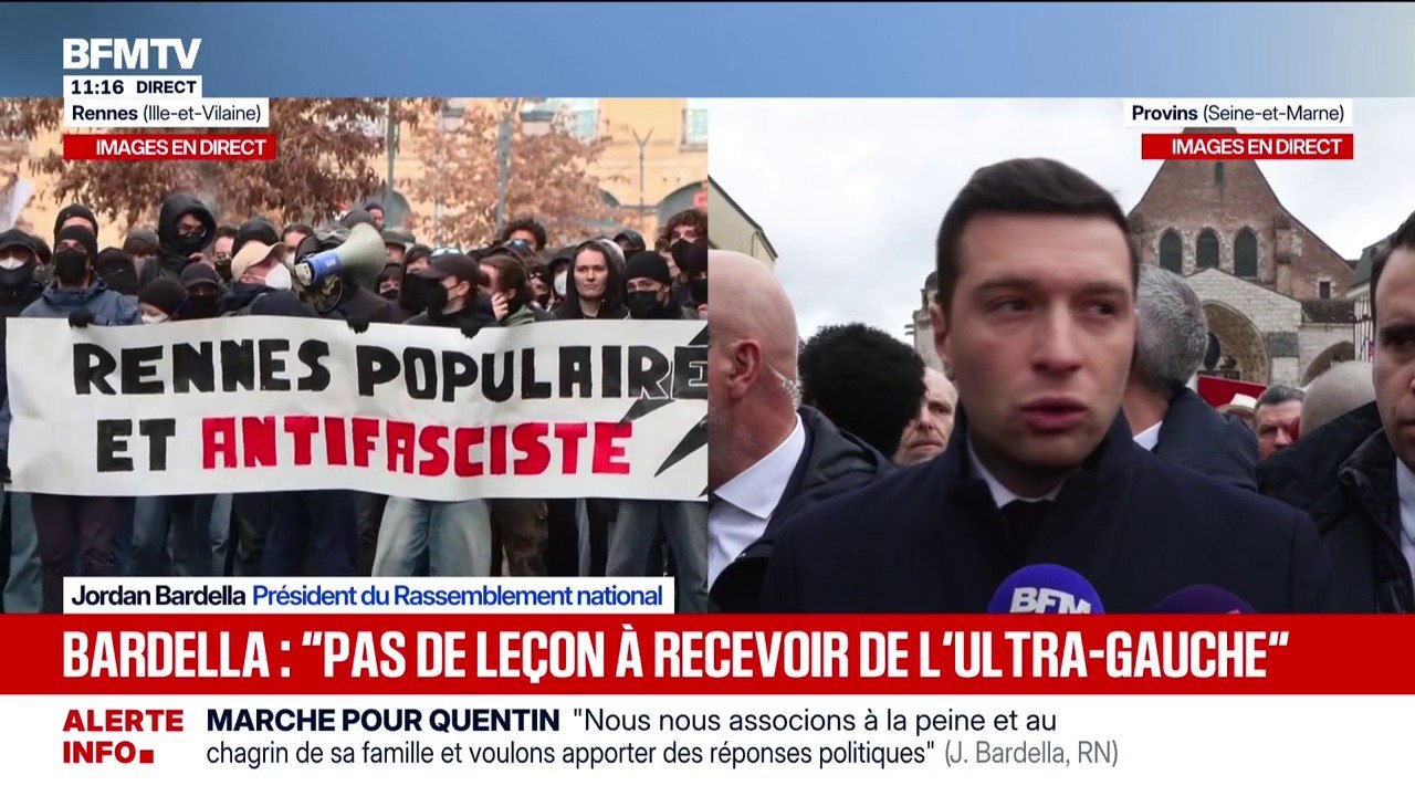 Mort de Quentin Deranque: "Ce type d'artefact et de réunion de couloir est là pour dissimuler la responsabilité morale du président", estime Jordan Bardella