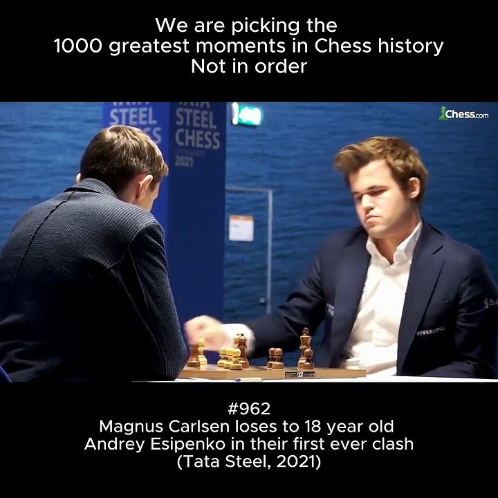 Magnus Carlsen loses to 18 year old Andrey Esipenko at Tata Steel 2021 in their first ever clash.