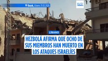 Hezbolá afirma que los ataques israelíes del viernes en el este de Líbano han matado a 8 de sus miembros