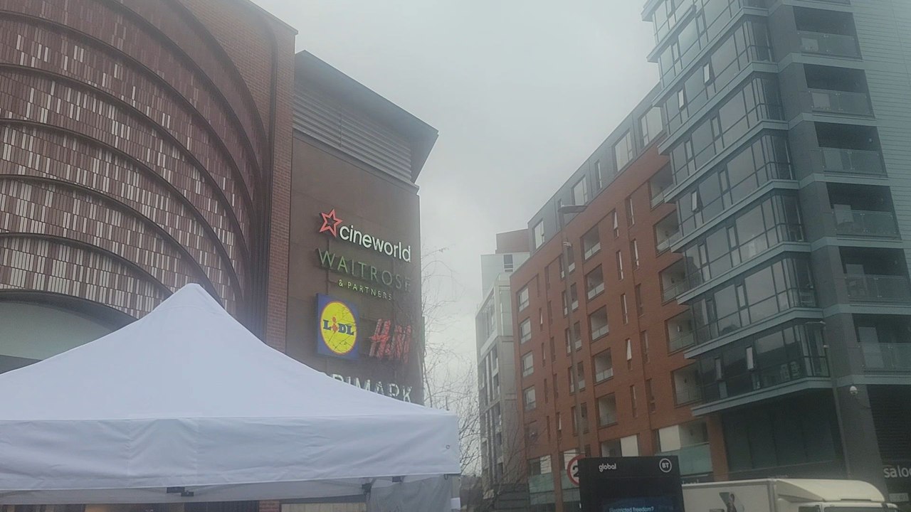 Filmed outside Southside Wandsworth.